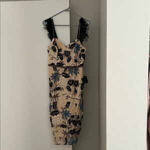 Lulu's Black and Blue Floral Midi Dress